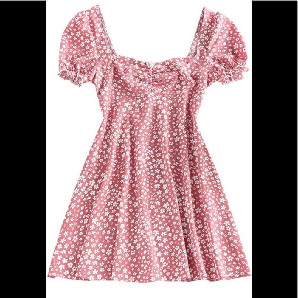 BNWT Floral print puff sleeve mini A line dress